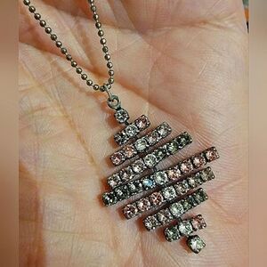 Sabika Spr 20 Tiara Crystals Flex Pendant Silver Ball Chain Necklace NWOT